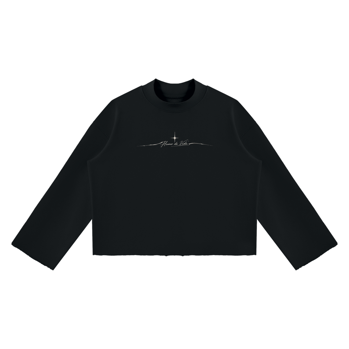 Unisex Mock Neck Raw Edge Boxy Sweatshirt