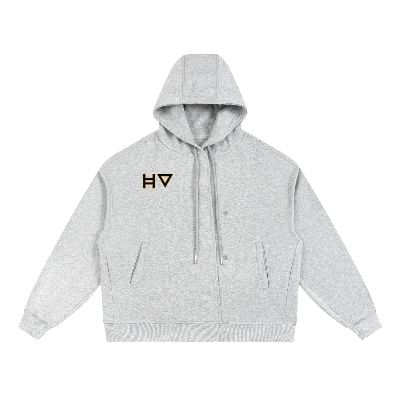 Boxy Button Placket Hoodie