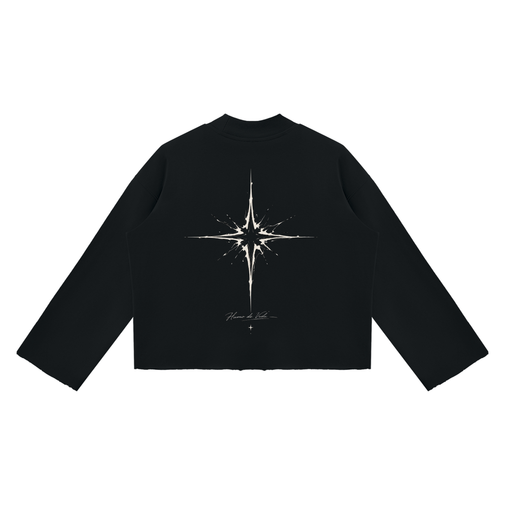 Unisex Mock Neck Raw Edge Boxy Sweatshirt